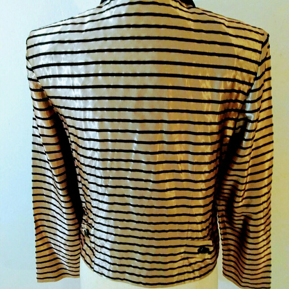 Vintage Metallic Gold and Black Striped Button-Down Jacket - Picture 7 of 8